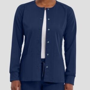 Purple Label Healing Hands Scrub Jacket, Navy Blue ~ Large ~ Like New!